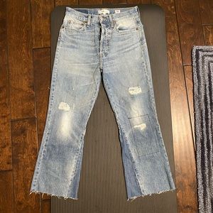 RE/DONE Levi’s distressed culotte raw hem flare